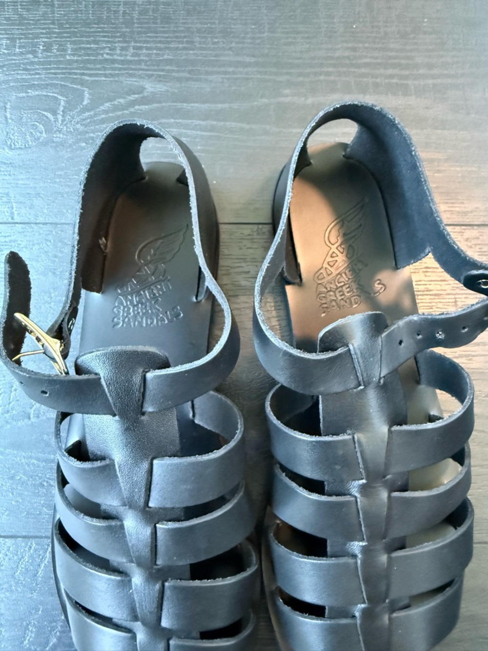 New Ancient Greek Sandals Black Leather Fisherman Sandals - Picture 5 of 7